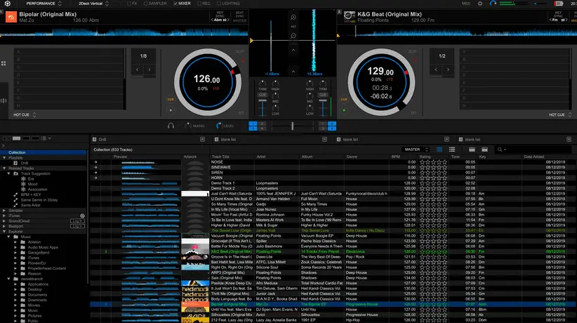 Rekordbox DJ software view